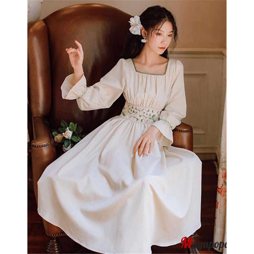 レトロワンピース 女子ワンピ レディース ワンピース 秋冬 ロング丈ワンピース 可愛い 日系女子中高生 クラシカル 長袖 カワイイ 通勤 通学 ファッション 着痩せ Fugu908 マユポポ 通販 Yahoo ショッピング