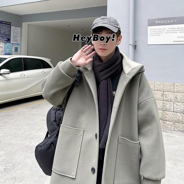 フード コート アウター メンズ ビッグシルエット 韓国 ファッション メンズ フリース ボア ボタン 前開き かわいい かっこいい ゆったり New限定品