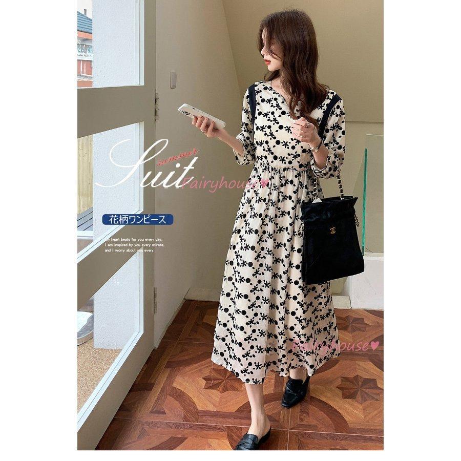 ワンピース レディース 40代 きれいめ マキシワンピース 秋服 七分袖ワンピース 花柄 パフスリーブ Aラインスカート オシャレ大人 結婚式ドレス お出かけ P マユポポ 通販 Yahoo ショッピング