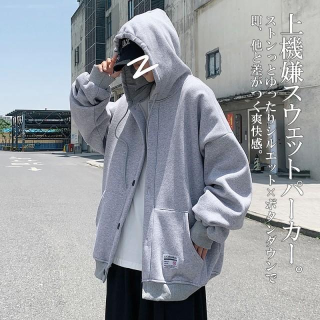 ビッグシルエットパーカー 韓国 ファッション スウェット ボタンパーカー 病みかわいい 長袖 アウター 男女 シェア服 メンズ レディース P マユポポ 通販 Yahoo ショッピング