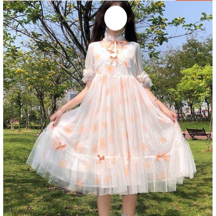 ワンピース チュールワンピース ガールズ半袖ワンピース ひなぎくちゃん可愛い半袖ワンピース 森ガール系セーラー風夏日常ワンピース P マユポポ 通販 Yahoo ショッピング