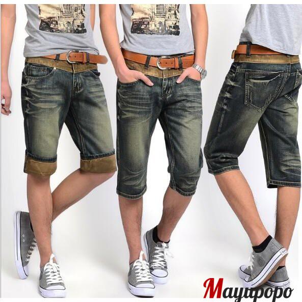 メンズ7分丈デニムパンツ カプリパンツ ハーフパンツ夏五分丈ジーンズ男性ジーパン ロールアップ半ズボン クロップドパンツ P マユポポ 通販 Yahoo ショッピング