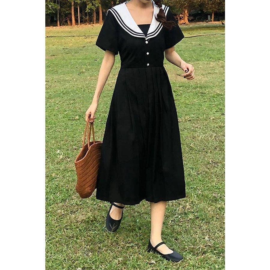 レディースワンピース ロリータワンピース 可愛い半袖ワンピース セーラー服 森ガール系セーラー風夏 日常ワンピース 通学 P マユポポ 通販 Yahoo ショッピング