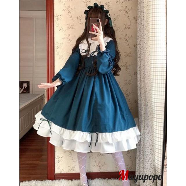 ロリータワンピース 長袖ドレス 可愛い学生ワンピース美少女ドレス Lolitaドレス リボン付きドレス 二次元 姉妹友達お揃いドレス P マユポポ 通販 Yahoo ショッピング