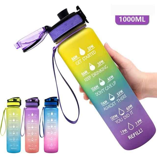 水筒 大容量 直飲み おしゃれ 1リットル 1000ml ジム 運動 ヨガ 体操 トレーニング スムージー シェイカー グラデーションスポーツカッ P マユポポ 通販 Yahoo ショッピング