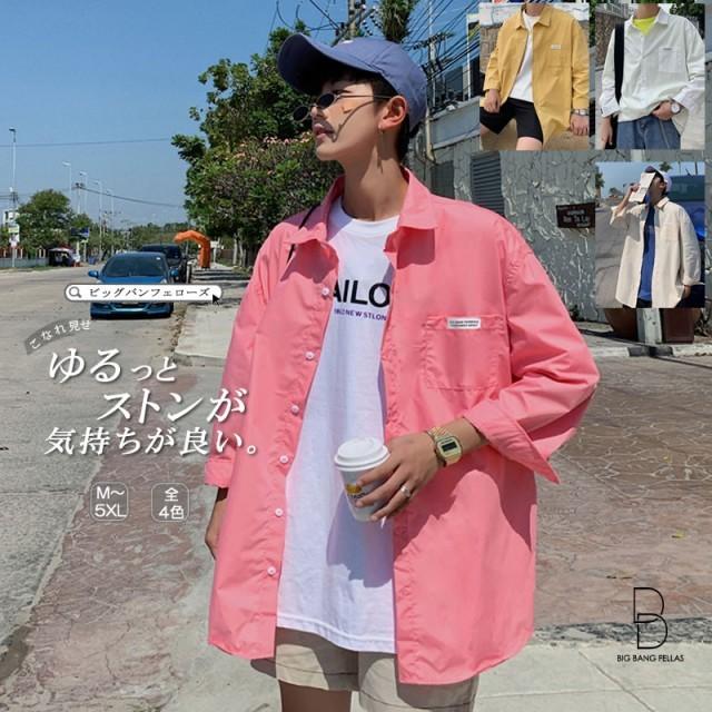 韓国 ファッション メンズ ゆる 七分袖 シャツ カジュアルシャツ ビッグシルエット モードストリート ストリート系 ゆったり モード系 P マユポポ 通販 Yahoo ショッピング