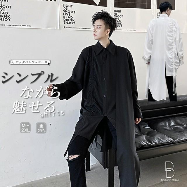 韓国 ファッション メンズ 個性を出したい人限定 メンズ アシンメトリ ロング丈シャツ カットソー 長袖 ロングスリーブ V系 ゴスロリ メ P マユポポ 通販 Yahoo ショッピング