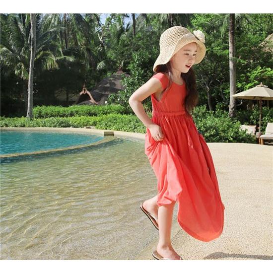 親子ペア ワンピース ノースリーブ ワンピース 子供服 マキシ丈 無地 ワンピース 女の子 キッズ 夏 海 ビーチ ワンピース リゾート ハワイ Qz マユポポ 通販 Yahoo ショッピング