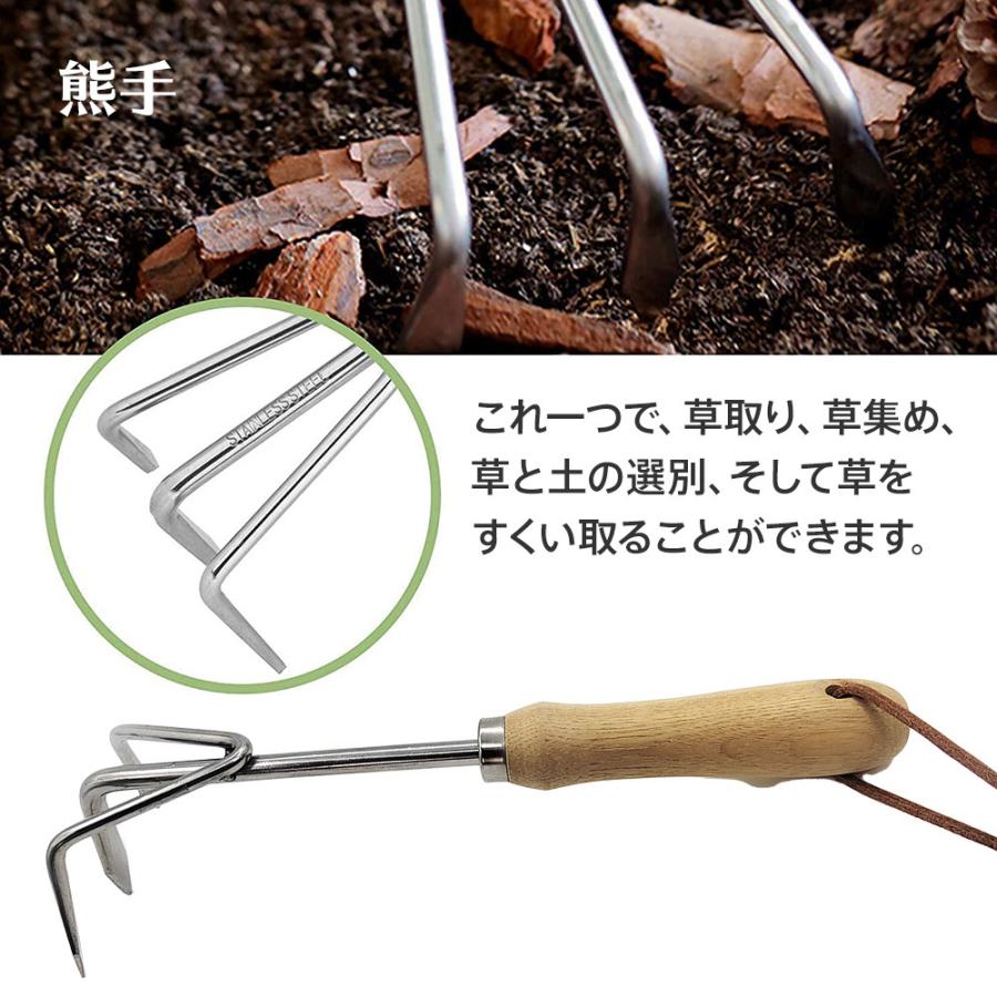 ガーデンツールセット 5本組 ステンレス鋼 木製ハンドル 手植え 除草