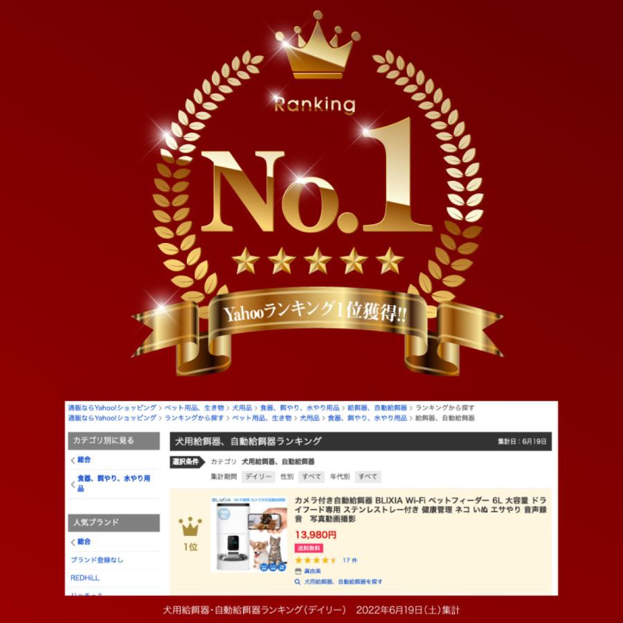 日本最大の Blixia公式 カメラ付き自動給餌器 猫 犬 自動餌やり機 6l大容量 アプリで1日8回まで Wifi ペットカメラ 録音可 水洗い可能 留守も安心オートペットフィーダー スマホで遠隔操作 安心の国内安心サポート ホワイト Fucoa Cl