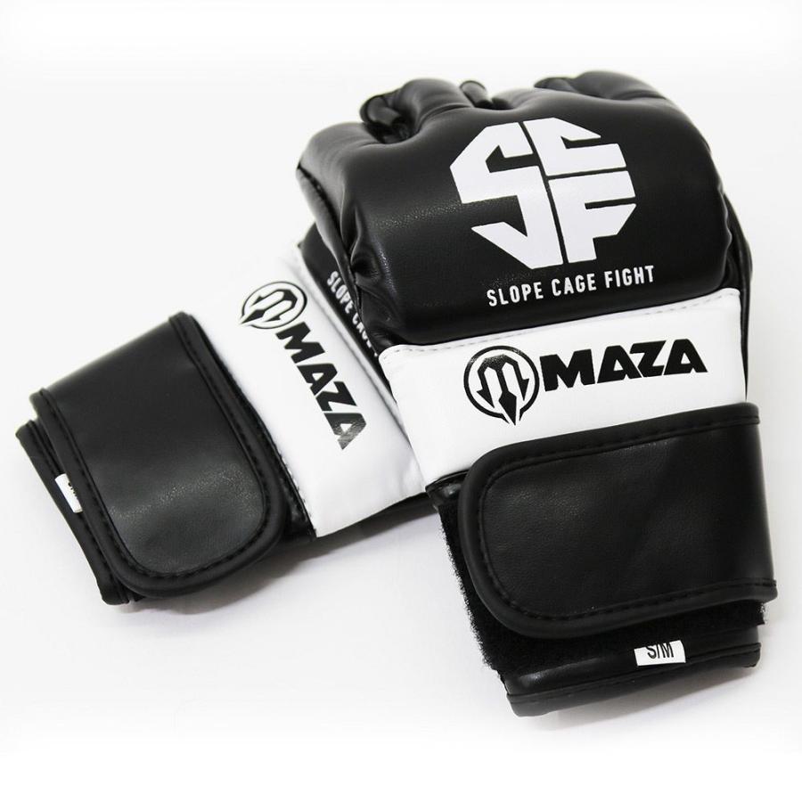 MAZA［マザ］ SCF〜Slope Cage Fight〜 公式 MMA プロ ファイトグローブ （黒）／ Pro Fight Gloves - オープンフィンガーグローブ