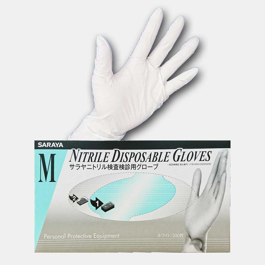 サラヤ ニトリル検査検診用グローブ ホワイト M200枚 食品衛生法適合品