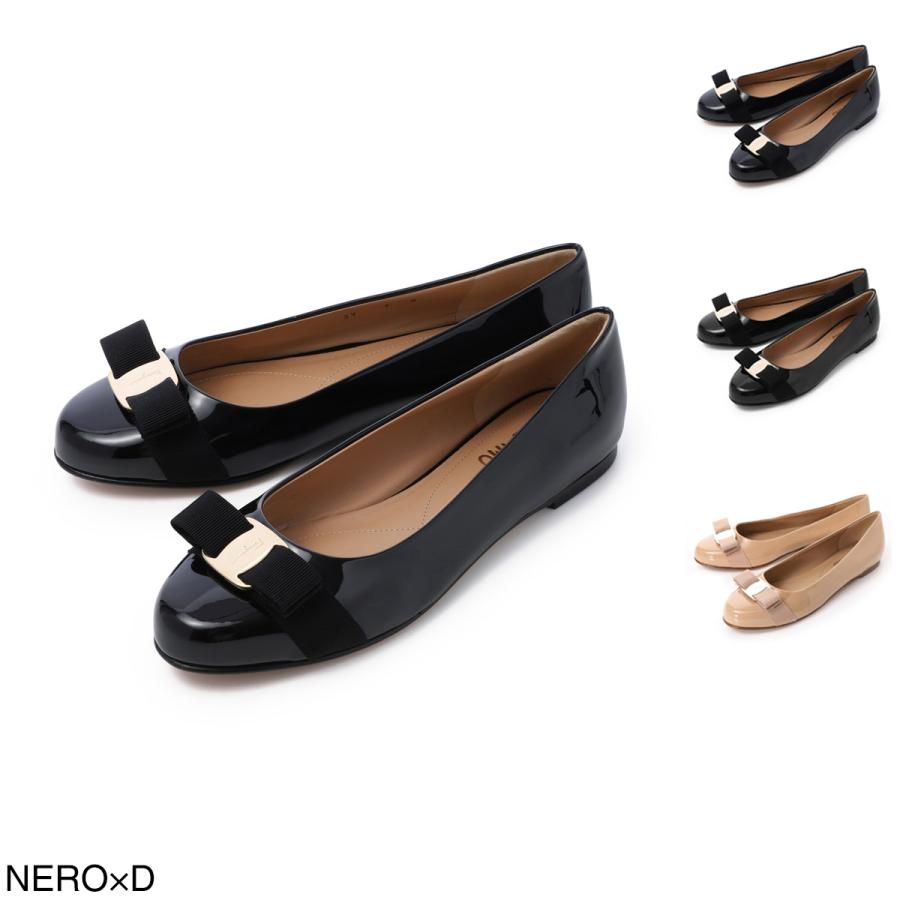 美品　フェラガモ フラットシューズ　VARINA 黒　ヴァリナ　バレエ FERRAGAMO（フェラガモ） バレエシューズ VARINA ヴァリナ フラット