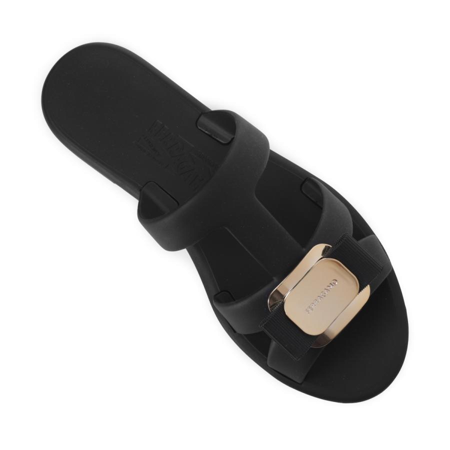 希少✨️ フェラガモ ミュール サンダル リボン ブラック 6 1/2 FERRAGAMO（フェラガモ） サンダル NEW VARA PLATE STRAPPY SLIDE