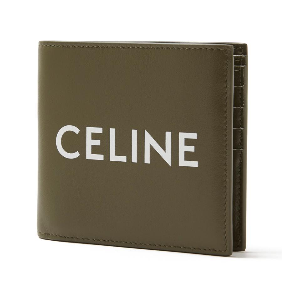 CELINE 二つ折り財布 グリーン ブラウン CELINE 二つ折り財布 グリーン ブラウン