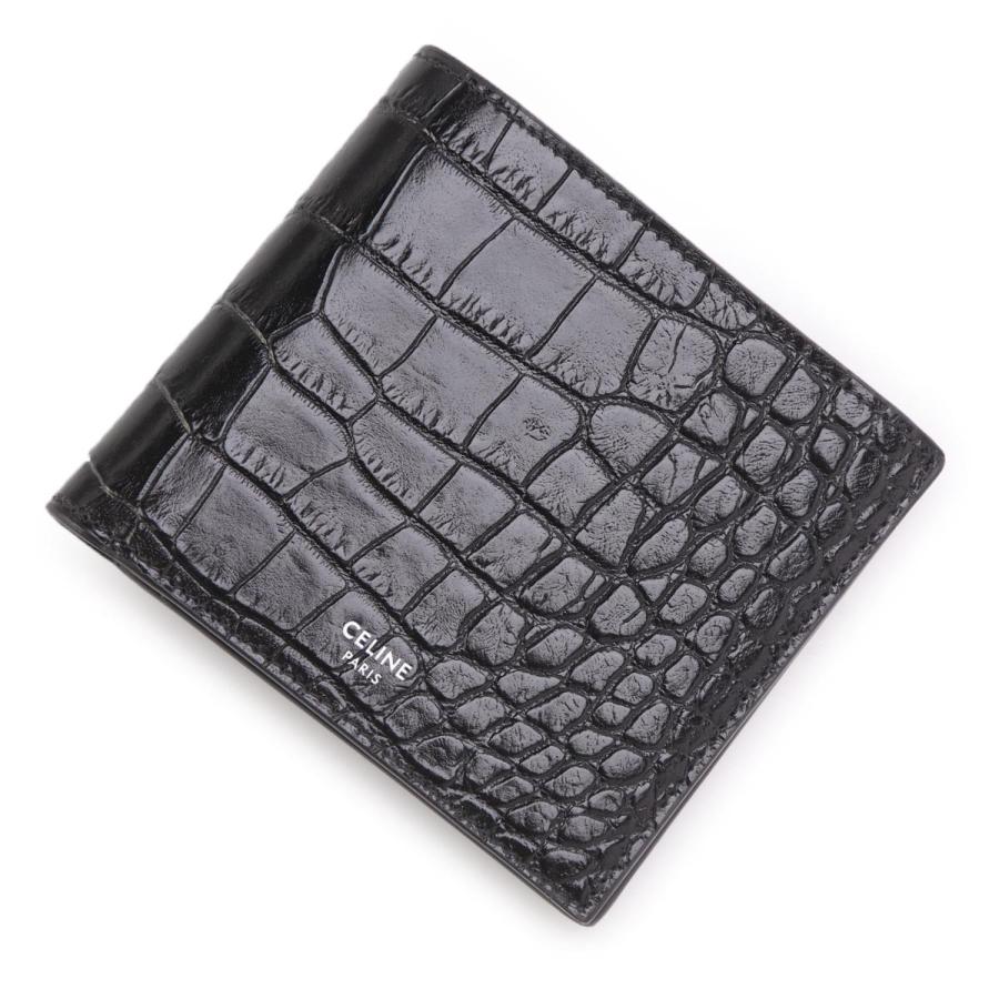 CELINE セリーヌ 2つ折り財布 小銭入れ付き ブラック メンズ CELINE セリーヌ 2つ折り財布 小銭入れ付き ブラック メンズ