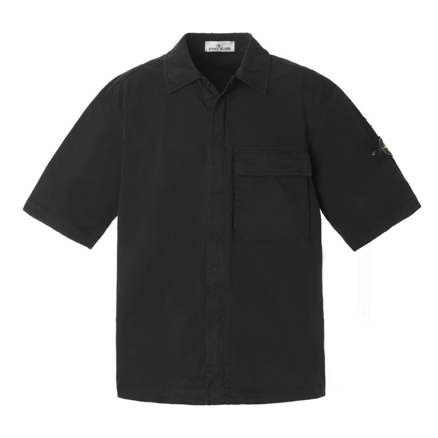 ストーンアイランド STONE ISLAND 半袖シャツ 1100025 STRETCH ORGANIC COTTON TWILL シャツジャケット ブラック メンズ l1s151100025-s0a10-v0029