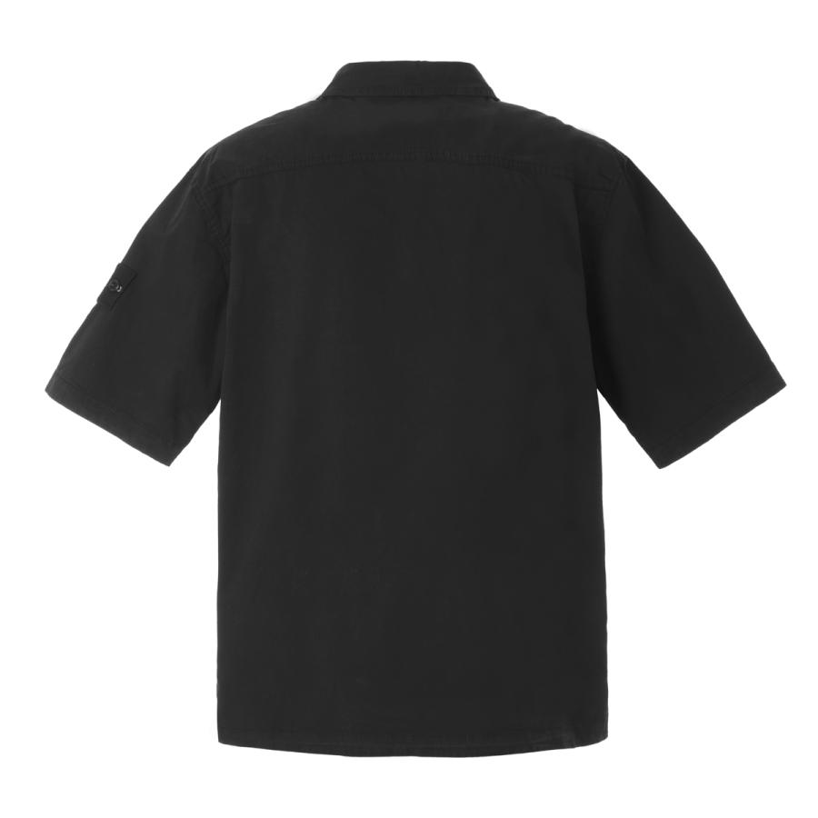 ストーンアイランド STONE ISLAND 半袖シャツ 1100025 STRETCH ORGANIC COTTON TWILL シャツジャケット ブラック メンズの画像