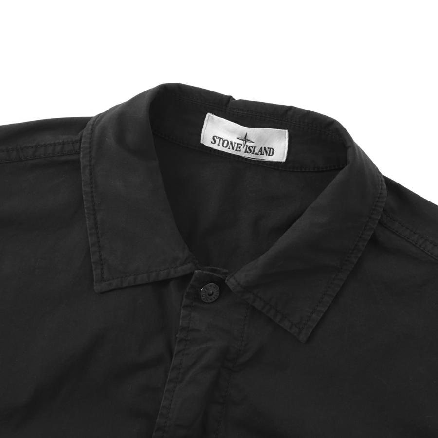 ストーンアイランド STONE ISLAND 半袖シャツ 1100025 STRETCH ORGANIC COTTON TWILL シャツジャケット ブラック メンズの画像