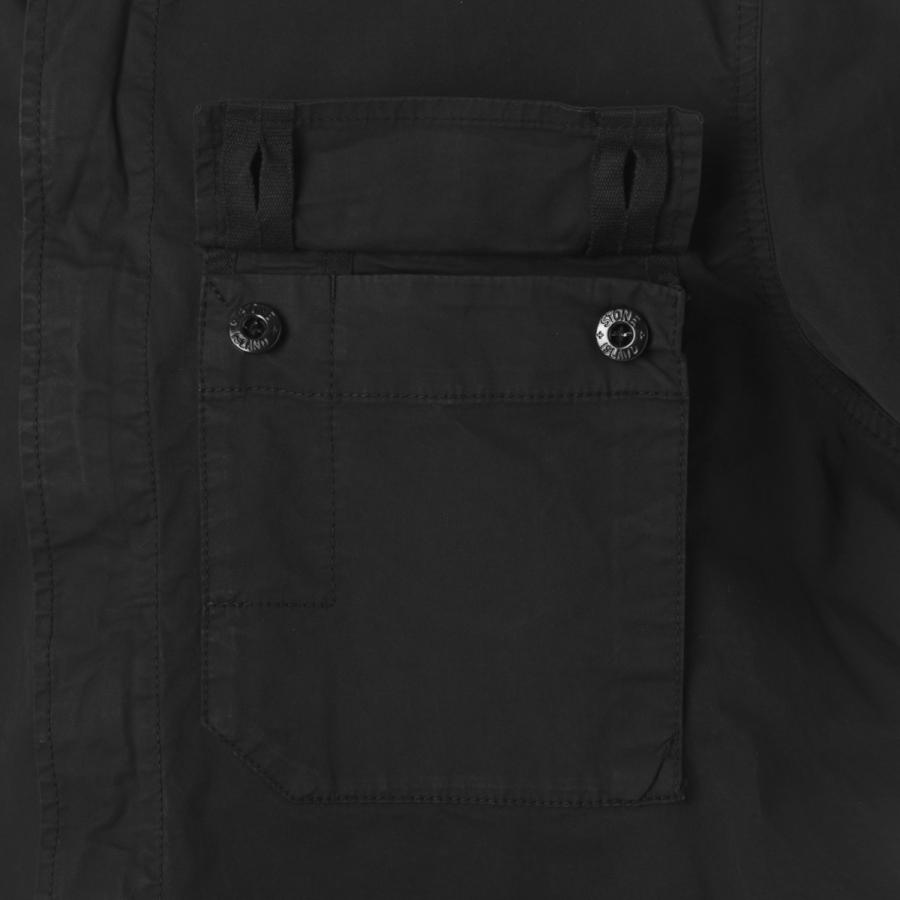 ストーンアイランド STONE ISLAND 半袖シャツ 1100025 STRETCH ORGANIC COTTON TWILL シャツジャケット ブラック メンズ l1s151100025-s0a10-v0029の画像