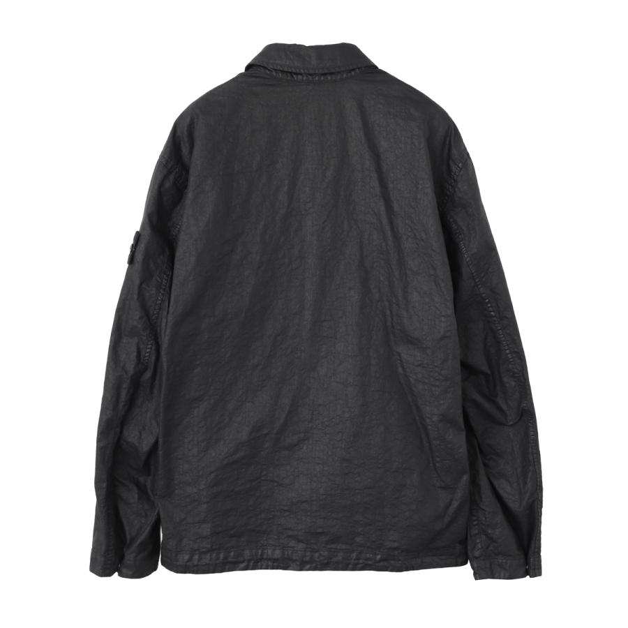 ストーンアイランド STONE ISLAND 長袖レギュラーカラーシャツ 1200003 ORGANIC-LOOK NYLON PANAMA-TC オーバーシャツ ブラック メンズの画像