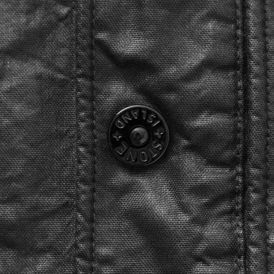 ストーンアイランド STONE ISLAND 長袖レギュラーカラーシャツ 1200003 ORGANIC-LOOK NYLON PANAMA-TC オーバーシャツ ブラック メンズの画像