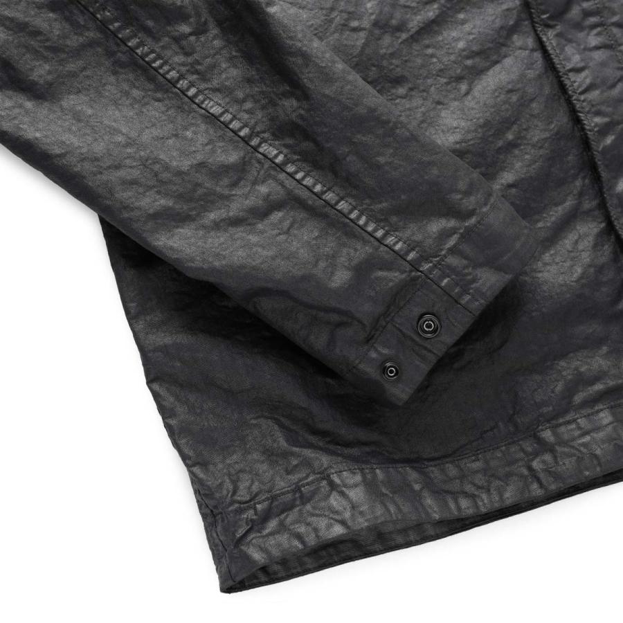 ストーンアイランド STONE ISLAND 長袖レギュラーカラーシャツ 1200003 ORGANIC-LOOK NYLON PANAMA-TC オーバーシャツ ブラック メンズの画像