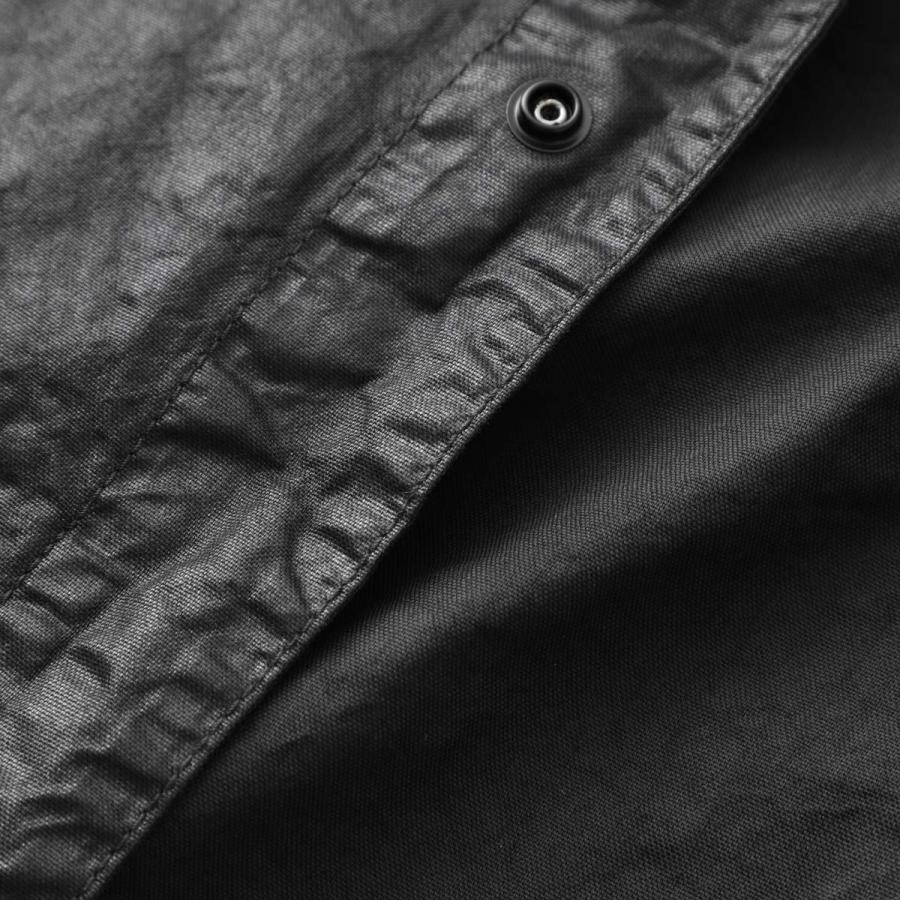ストーンアイランド STONE ISLAND 長袖レギュラーカラーシャツ 1200003 ORGANIC-LOOK NYLON PANAMA-TC オーバーシャツ ブラック メンズの画像