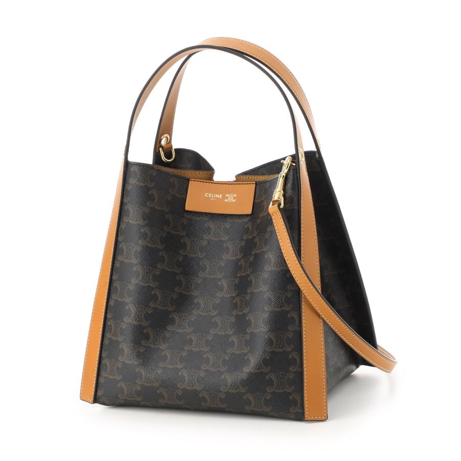 CELINE ブラウン ミニハンドバッグ♥ CELINE（セリーヌ） ハンドバッグ 3WAY SMALL CUBE BAG TRIOMPHE