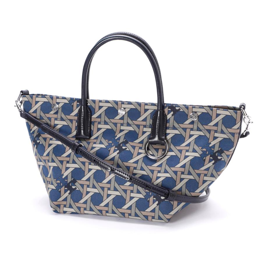 トリーバーチ◇TORY BURCH ブルー/ホワイト トートバッグ（18H-3）