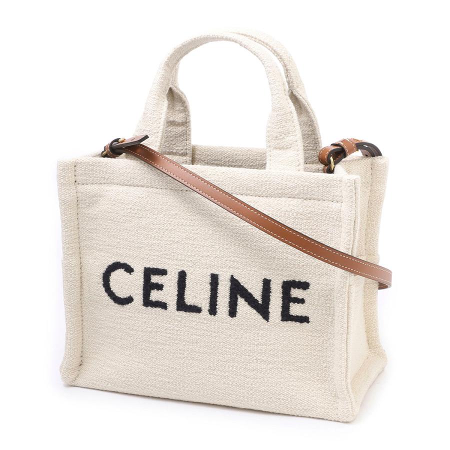 セリーヌ　CELINE キャンバス バッグ ホワイト CELINE セリーヌ トートバッグ 2WAY SMALL CABAS ホワイト レディース