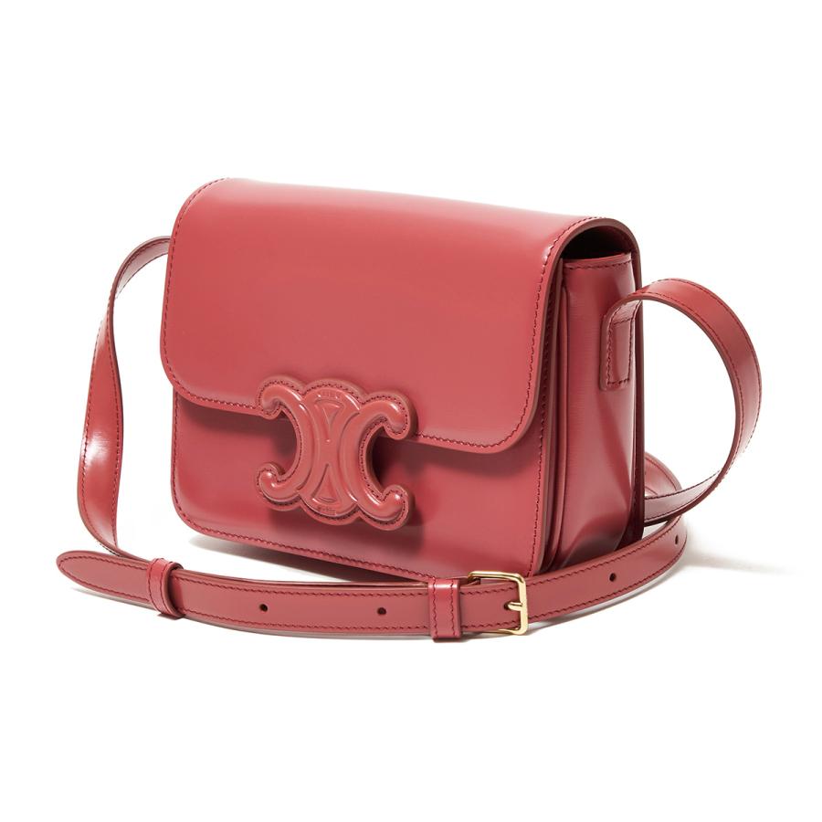 セリーヌ CELINE レディース ショルダーバッグ　赤 CELINE セリーヌ トリオラージ ショルダーバッグ レザー レッド