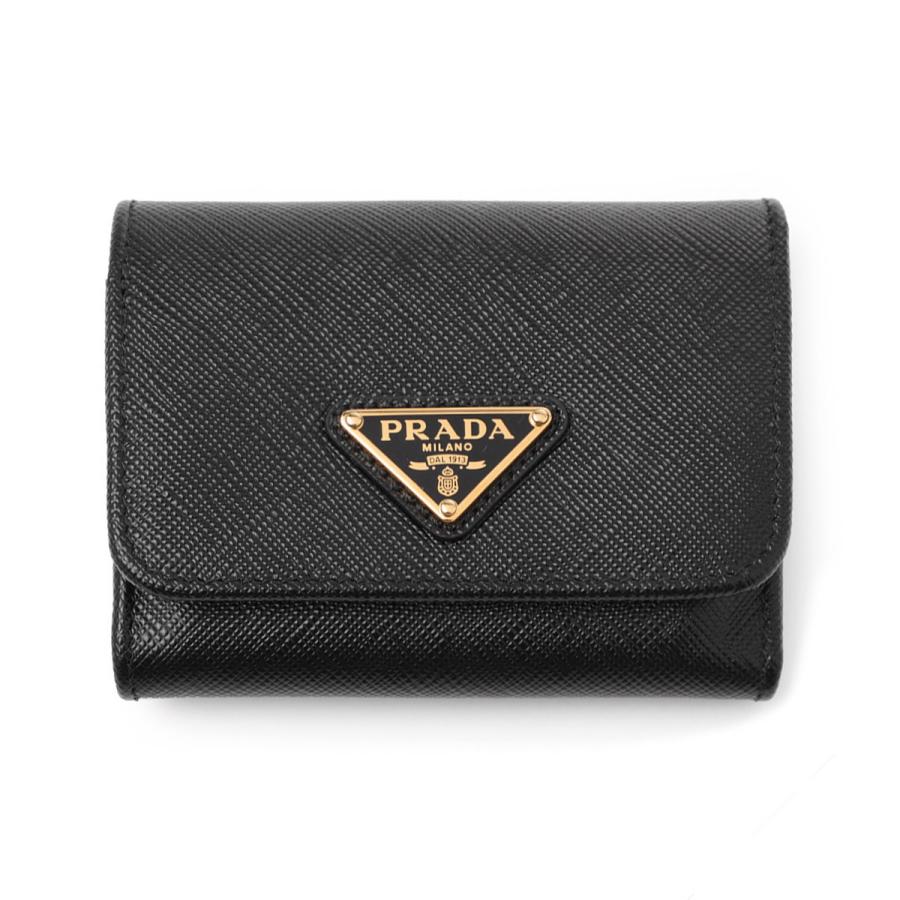 正規品　プラダ　財布　小銭入れ有　黒 PRADA（プラダ） PRADA 3つ折り財布 小銭入れ付き SAFFIANO TRIANGOLO