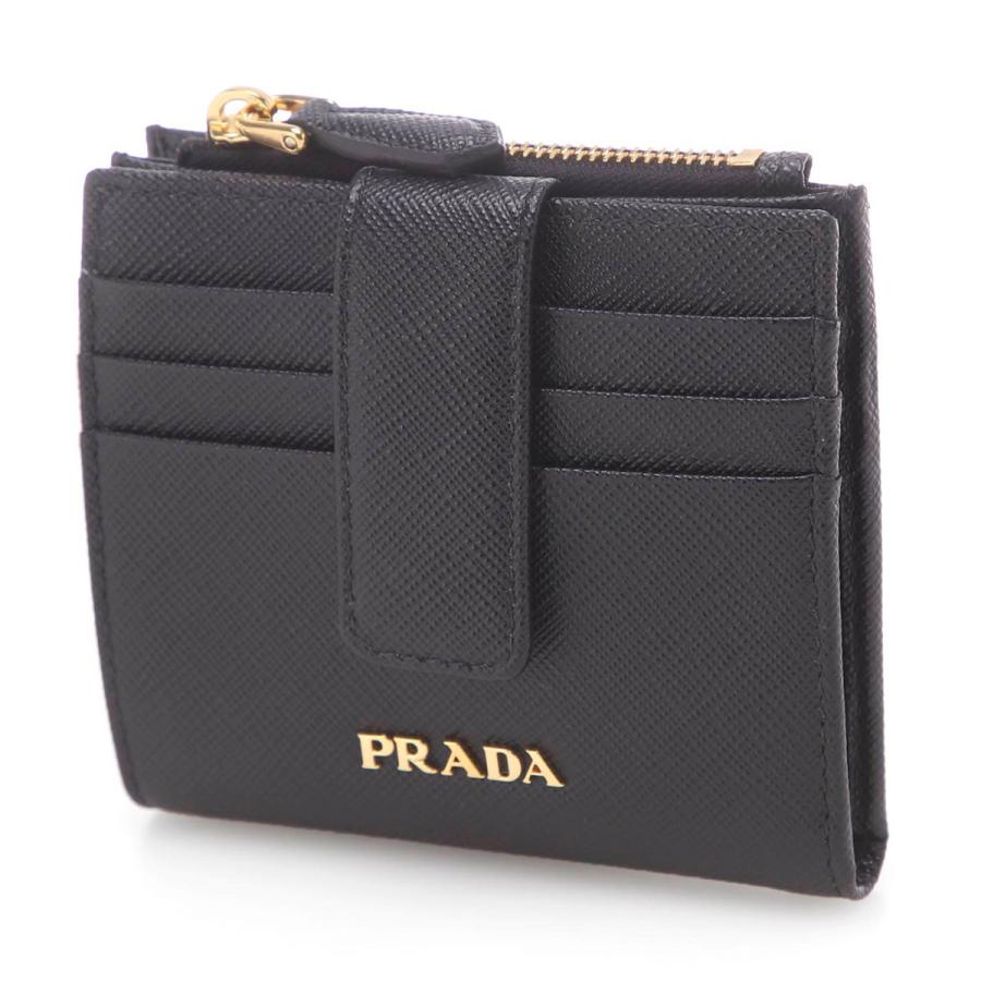 プラダ PRADA 2つ折り財布 小銭入れ付き SAFFIANO METAL ブラック