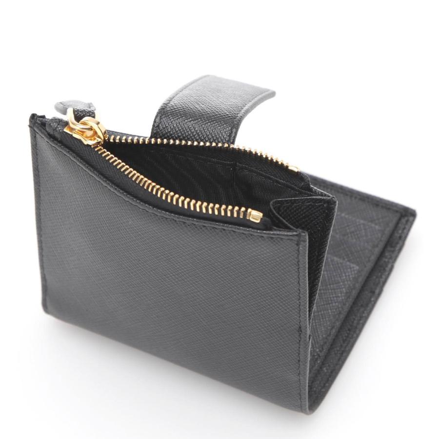 プラダ PRADA 2つ折り財布 小銭入れ付き SAFFIANO METAL ブラック