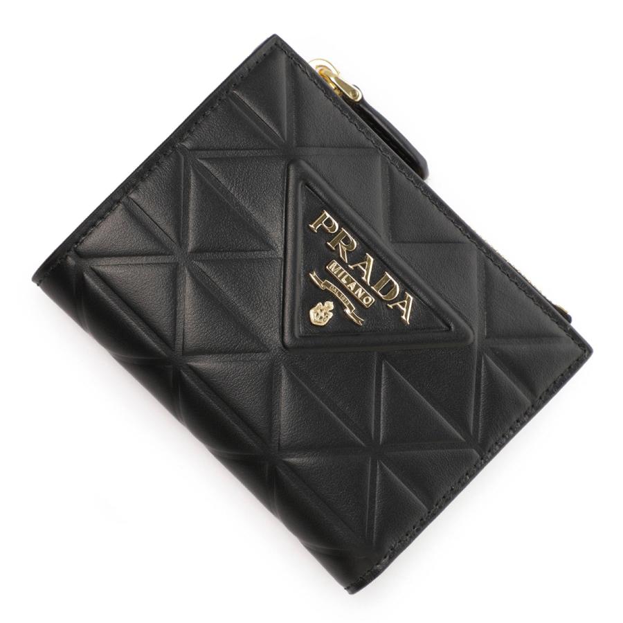 PRADA プラダ 2つ折り財布 小銭入れ付き ブラック レディース 1ml050 