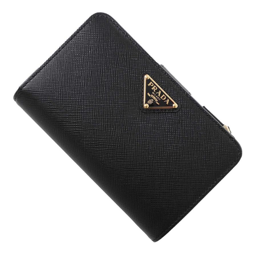 PRADA プラダ 2つ折り財布 小銭入れ付き SAFFIANO TRIANGLE ブラック 