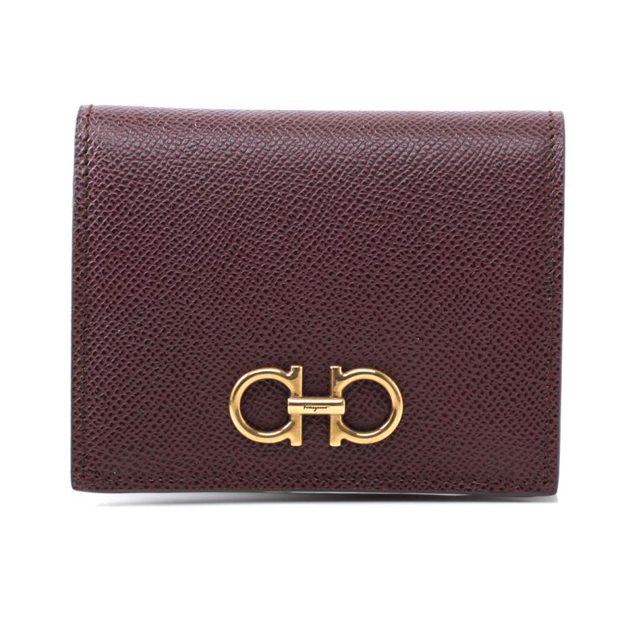 【未使用】Salvatore Ferragamo 二つ折り財布（小銭入れなし） FERRAGAMO ブラックレザー 二つ折り財布