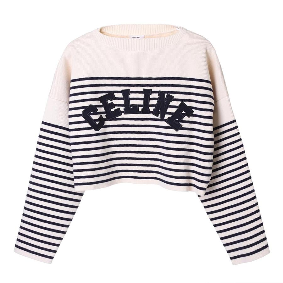 CELINE（セリーヌ） ストライプ ニットセーター ベージュ レディース 