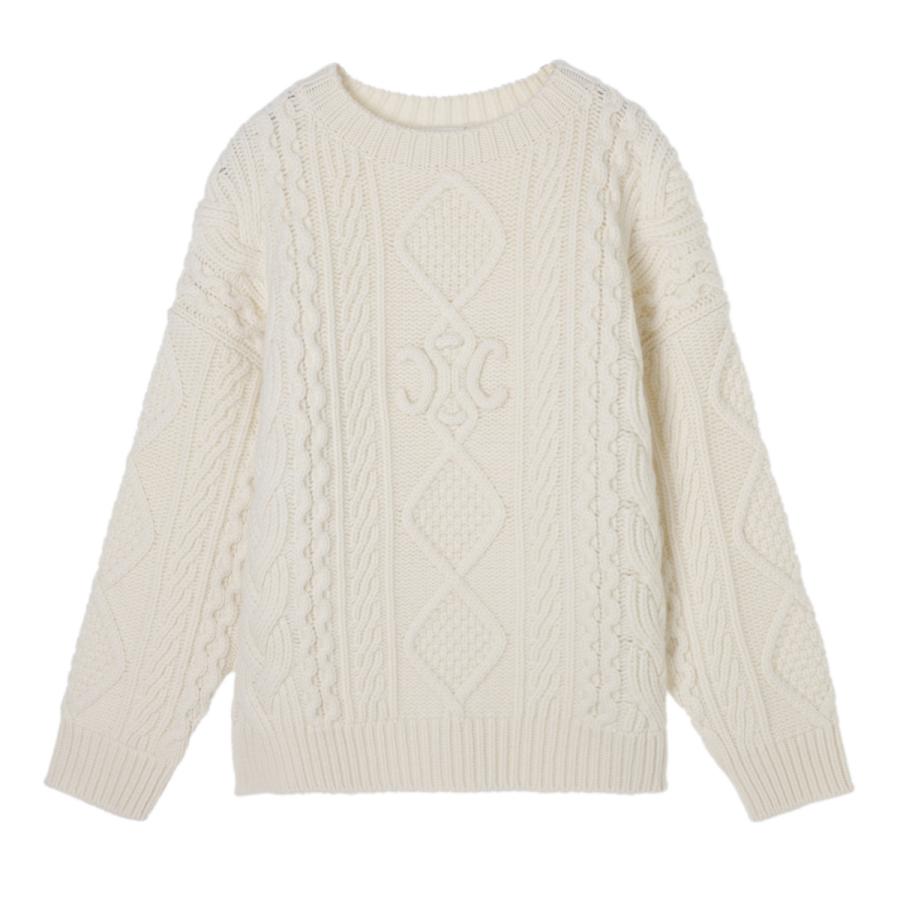 CÉLINE ホワイトニットセーター 長袖 ポケット付き CÉLINE ホワイトニットセーター 長袖 ポケット付き CÉLINE ホワイト