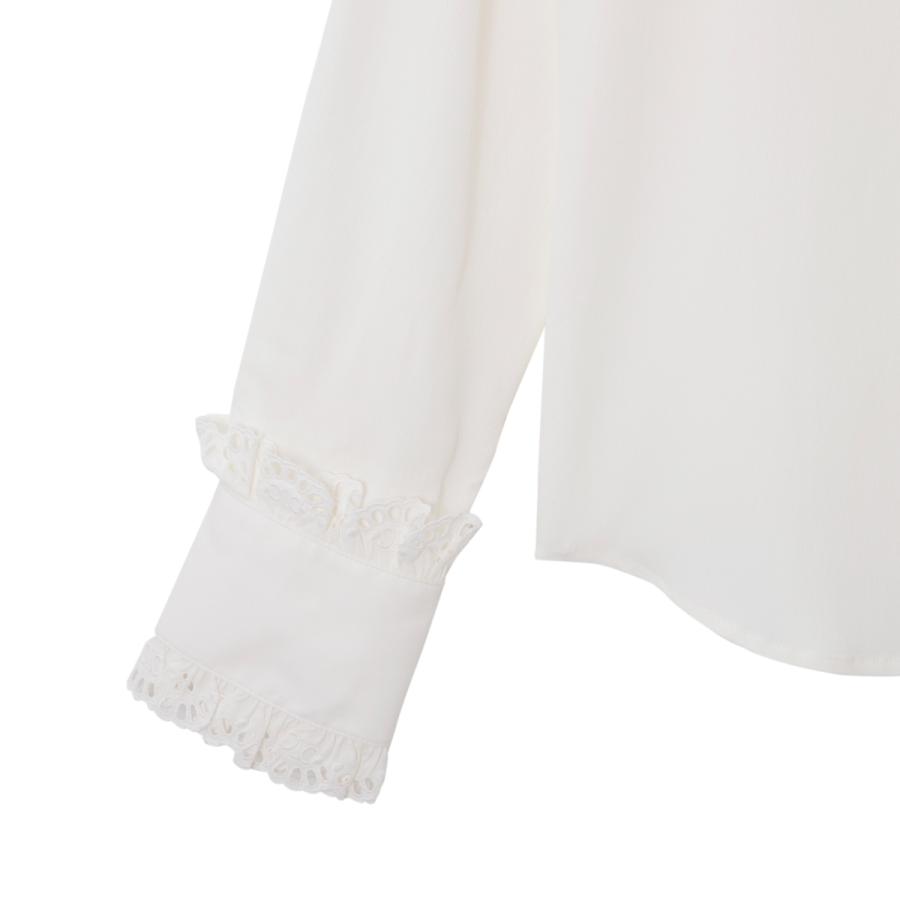 【mis】　CELINE ホワイト レース装飾 シャツ　長袖 mis様専用】 CELINE ホワイト レース装飾 シャツ 長袖 セール】立ち襟