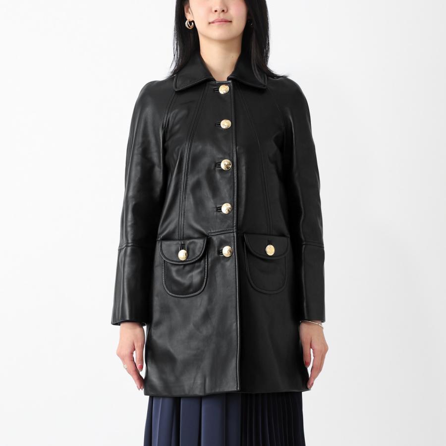 CELINE レザーコート 2d561-583c CELINE セリーヌ レザーコート クロディーヌカラーコート