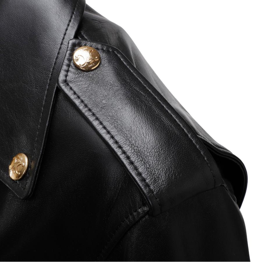 CELINE（セリーヌ） レザージャケット バイカージャケット ブラック