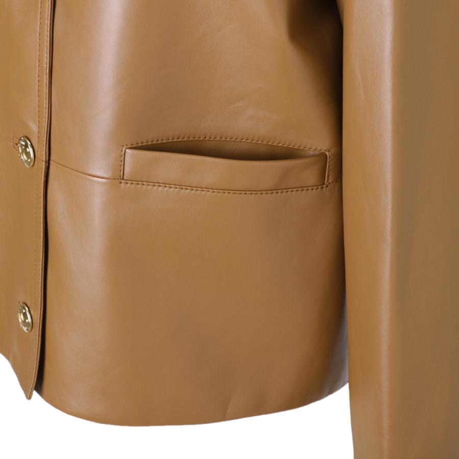 CELINE セリーヌ レザージャケット VESTE COL ROND ノーカラー