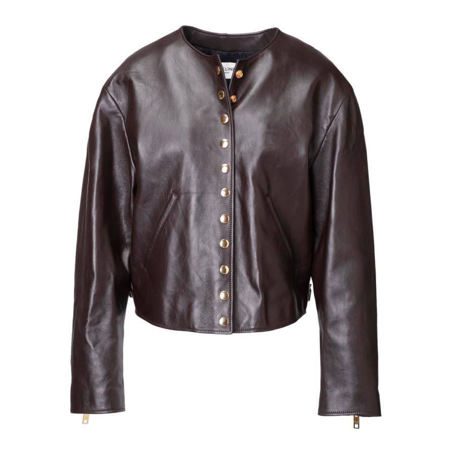 CELINE（セリーヌ） レザージャケット PURE COLLAR JACKET WITH SNAP