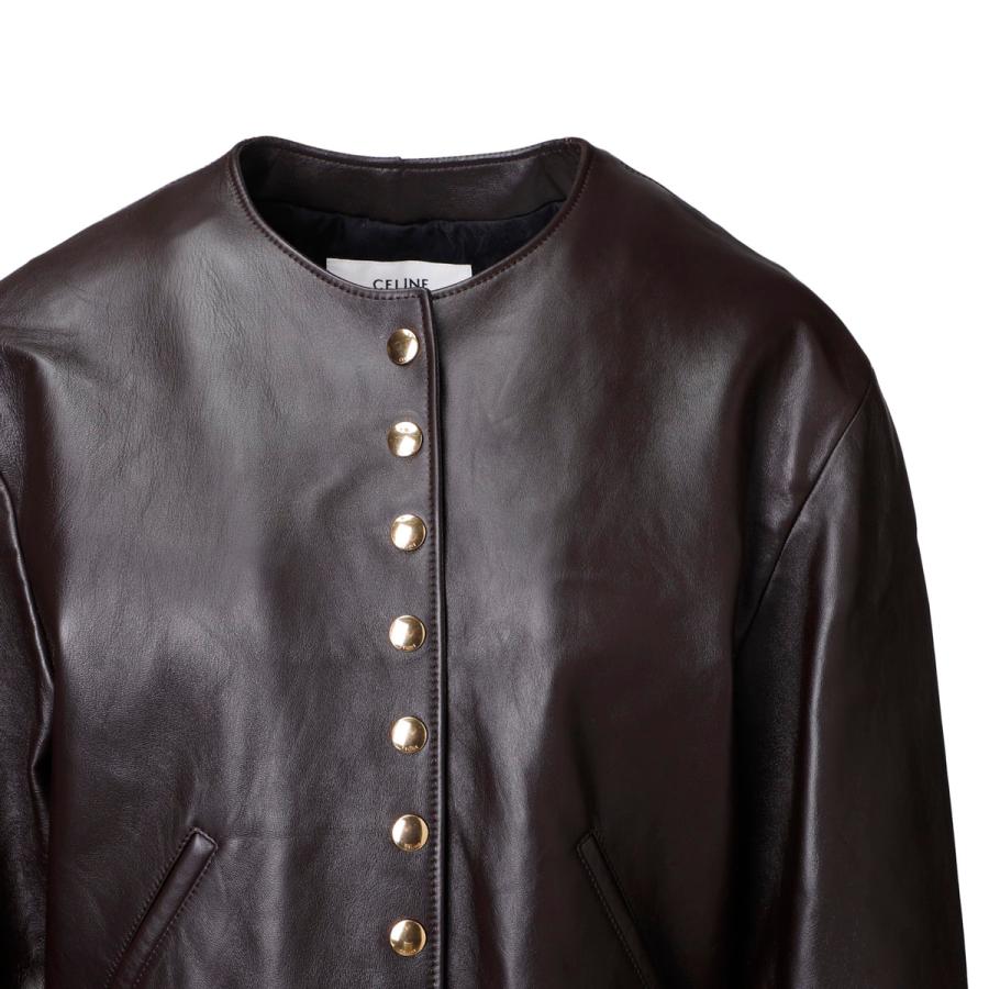 CELINE（セリーヌ） レザージャケット PURE COLLAR JACKET WITH SNAP