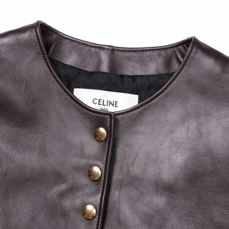 CELINE（セリーヌ） レザージャケット PURE COLLAR JACKET WITH SNAP