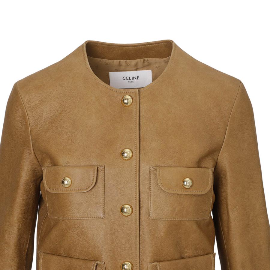 CELINE（セリーヌ） レザージャケット VESTE COL PUR 4 POCHES ピュア 