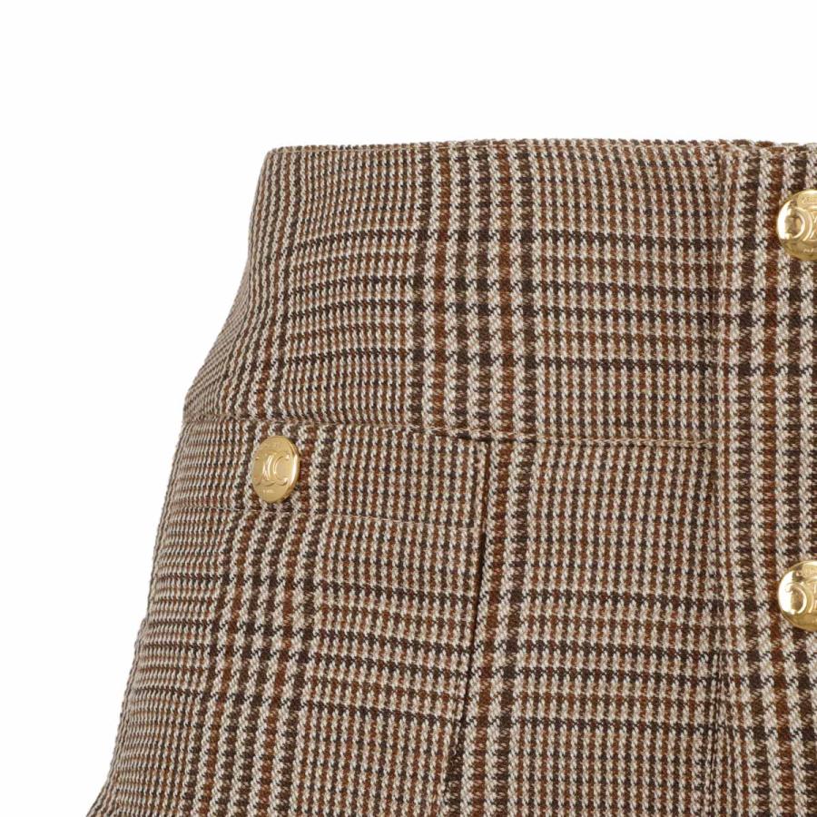 CELINE（セリーヌ） プリーツスカート ミニスカート ブラウン