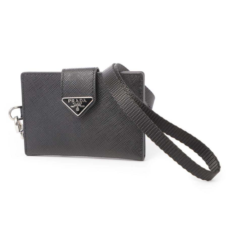 PRADA プラダ ストラップ付き カードケース ブラック メンズ